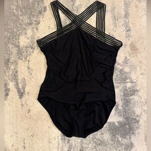 Aqua Green Black Swimsuit